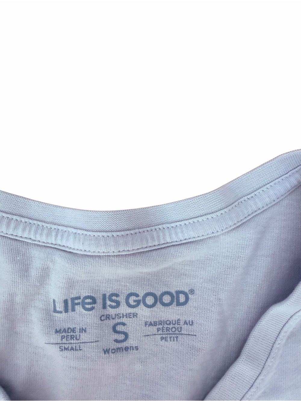 Life Is Good Small Women's Crusher Tee Light Blue Sun Water V-neck shirt cotton - Picture 2 of 5